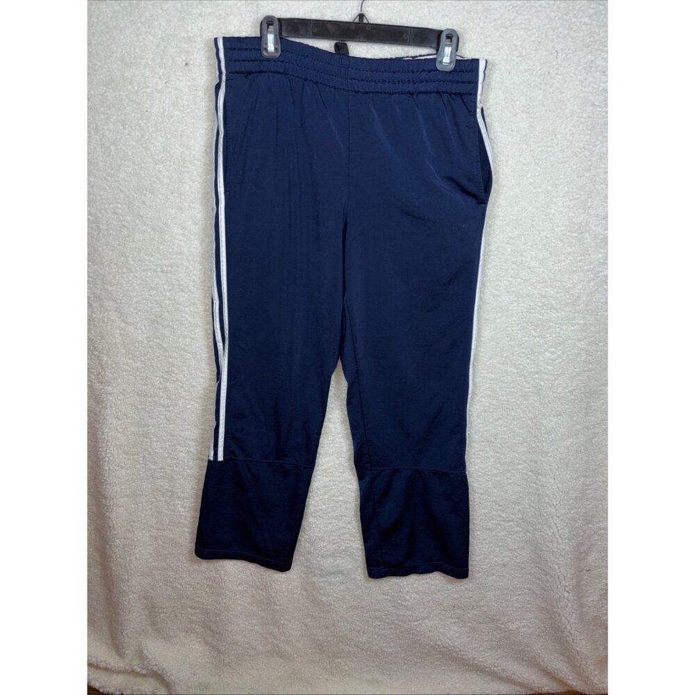Navy Blue Athletic Pants‎ With White Side Stripes medium